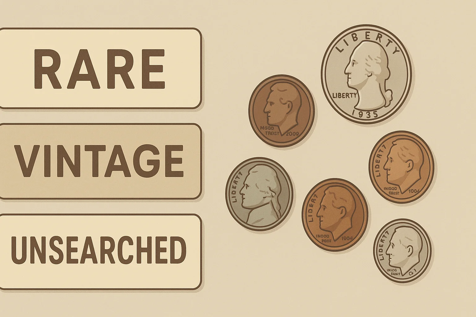 A collage showing different coin categories.